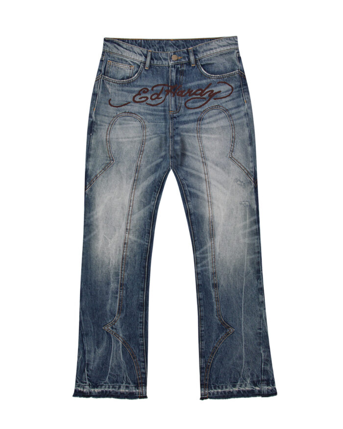 TRAPSTAR X ED HARDY DENIM JEANS - BLUE